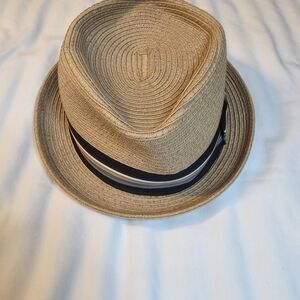 Stylish Tan Fedora Hat with Black Band